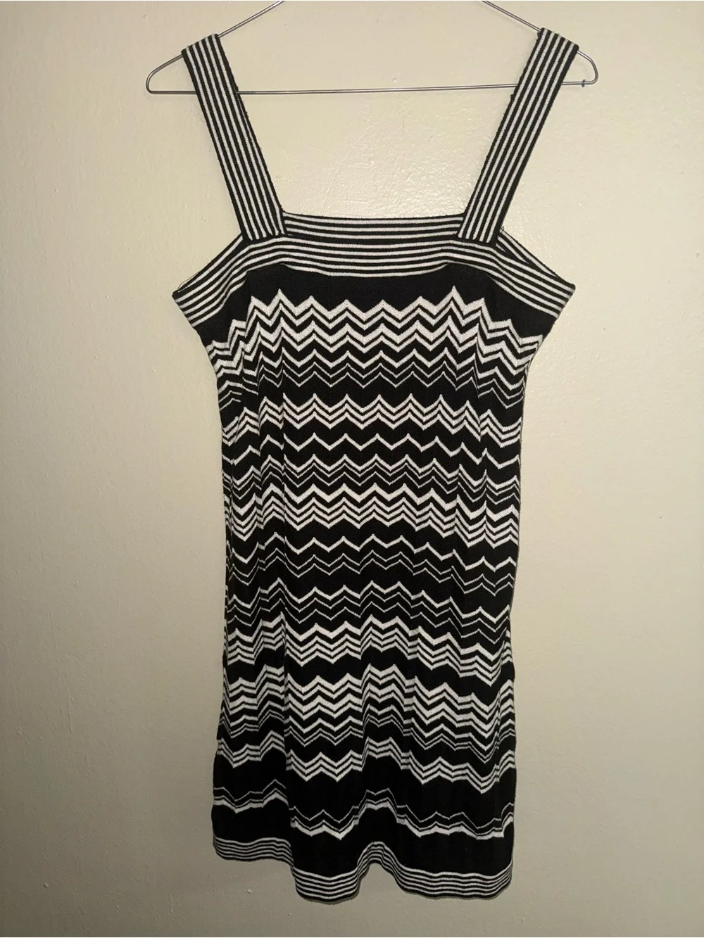Missoni Black and White Chevron Knit Midi Dress